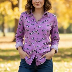 Anthropologie ODILLE Wild Horse Button Down purple size 4